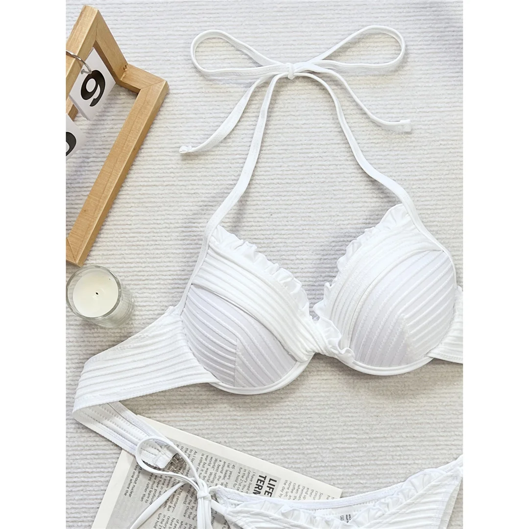 Neuer Neckholder-Bikini mit Rüschen und Bügel-BH, zweiteiliger Badeanzug für Damen, Badebekleidung, Badeanzug, Badebekleidung, Badeanzug, Schwimmbekleidung V5837 – Detail 12