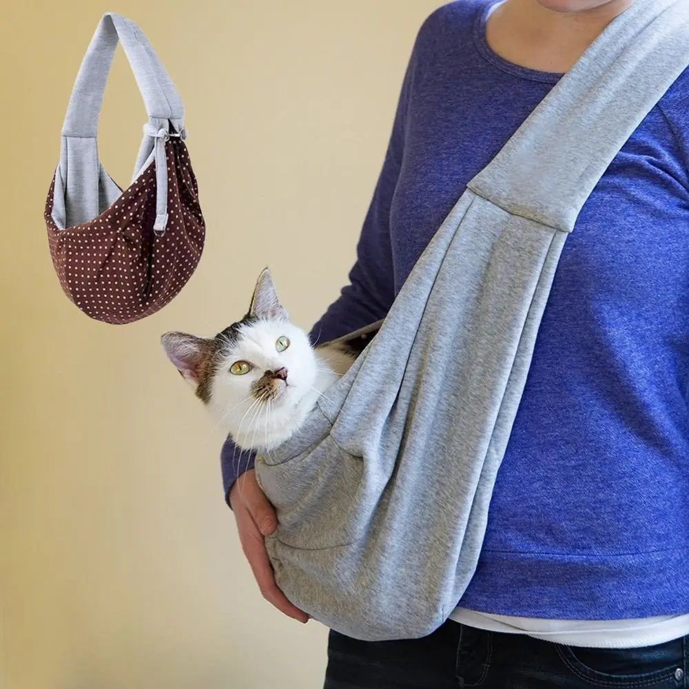 

Breathable Pet Shoulder Bag Wide Straps Sling Cat Crossbody Bag Portable with Lock Ring Dog Carrier Pouch For Travel