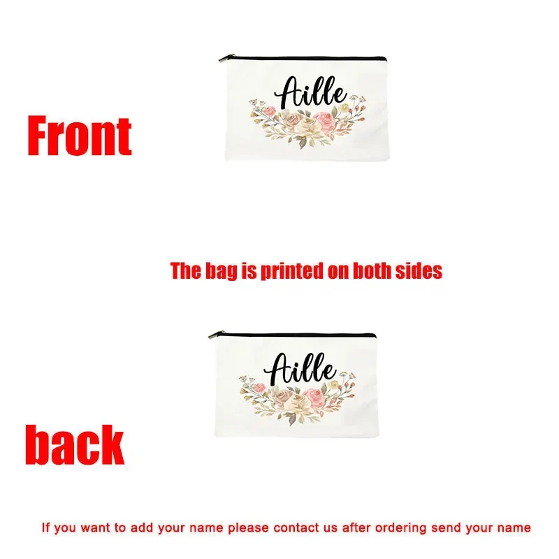 Gepersonaliseerde Aangepaste Naam Bruiloft Toilettas Pouch Bruidsmeisje Make Up Tas Make-Up Tas Bridal Gift Cosmetische Case Canvas Lipstick Zak