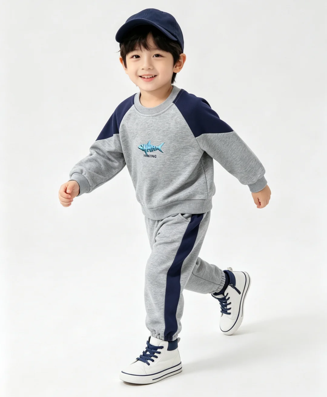 Autumn Casual Style Boys Set Color Blocking Letter Print Loose Top+Pants 2 Pcs Clothes for Kids Pullover O-Neck Children Suit