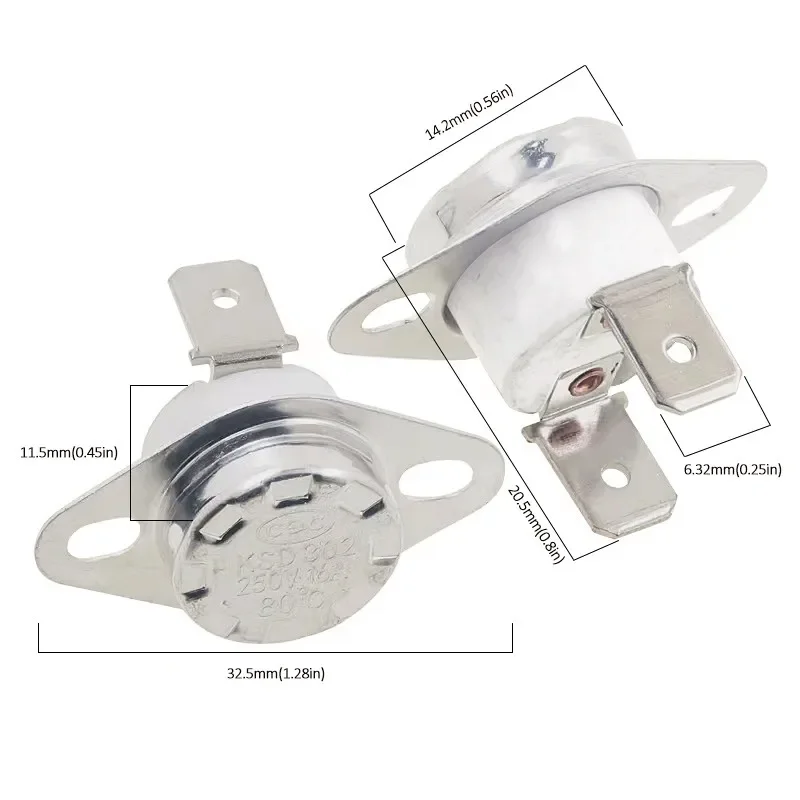 KSD302 16A 250V 40-300 degree Ceramic KSD301 Normally Closed Open Temperature Switch Thermostat 45C 85C 95C 135C 160C 220C 300C