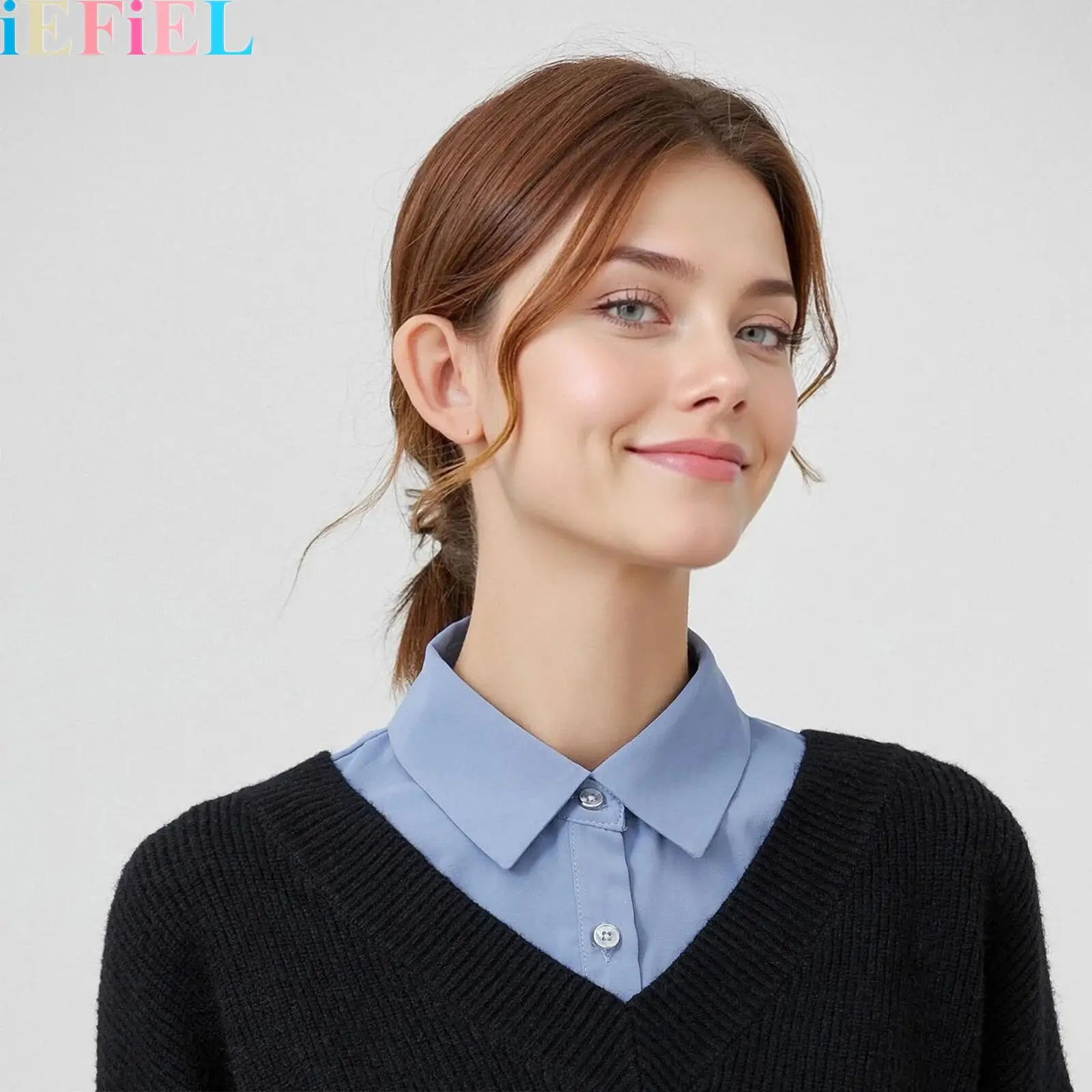 

Blouse Turn Down Collar Detachable Collar Buttons Closure Faux False Collar Fake Half Shirts for Women Men