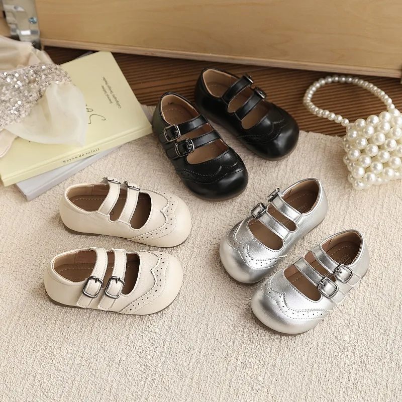 

Детские туфли Мэри Джейн с двойной пряжкой, модные кожаные туфли для девочек, нарядные туфли для праздников и свадеб