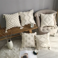 Solid Color Throw Pillow Covers Bohemia Pillowcase With Tassels Cushion Covers Decorations Room Bedroom Home Decor 30*50/45*45cm