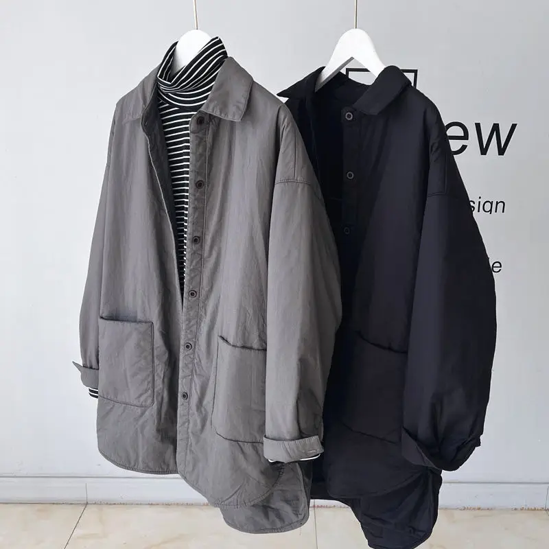 Autumn and Winter New Women's Down Cotton Jacket Commuting Polo Collar Shirt Jacket