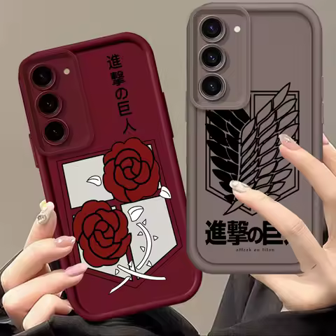 Attack On Titan LOGO For Samsung Note 20 S24 S23 S22 S21 S20 Ultra Plus FE A25 A23 A22 A55 A35 5G Eye Ladder Soft Phone Case