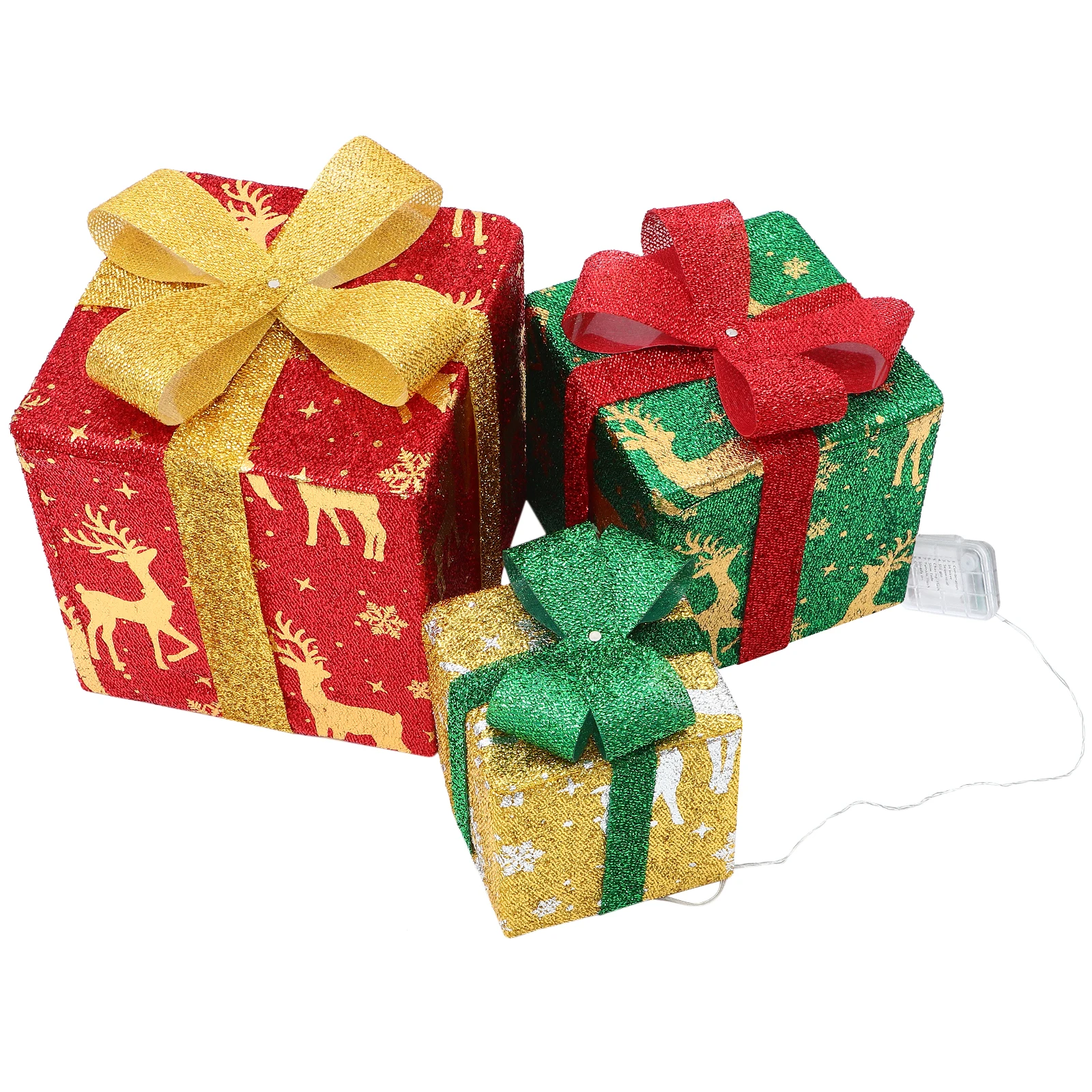 

1 set Christmas Illuminated Gift Box Decorations Set Festive Lights Xmas Party Decoration Crafts