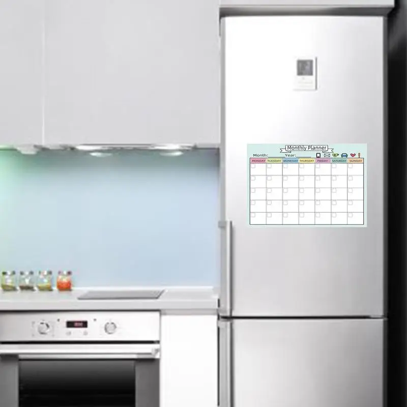 1pc Fridge Calendar Magnetic Dry Erase Calendar Whiteboard Calendar weekly Planner Fridge Sticker Message Board Menu