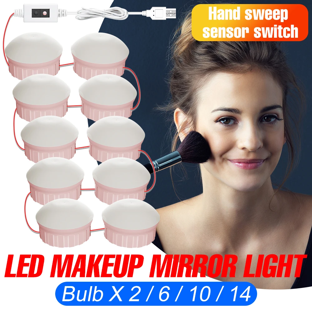 

LED Makeup Tables Lamp USB Wall Light LED Makeup Mirror Vanity Light Bulb Bathroom Dimmable Lamp Dressing Table Cosmetic Bulb