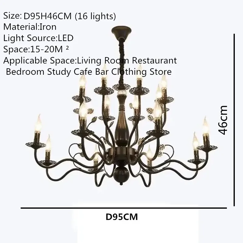 American Candle Chandelier Retro Creativity Living Room Restaurant Bedroom Study Villa Hotel Clothing