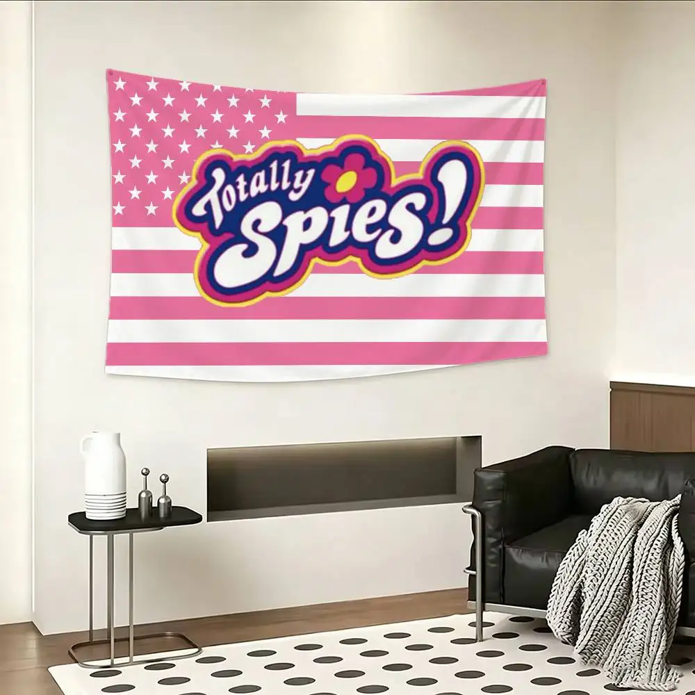 Cool T-Totally Spies Flag Outdoor Decorations for Bedrooms Home Decor Items Decoration Banners