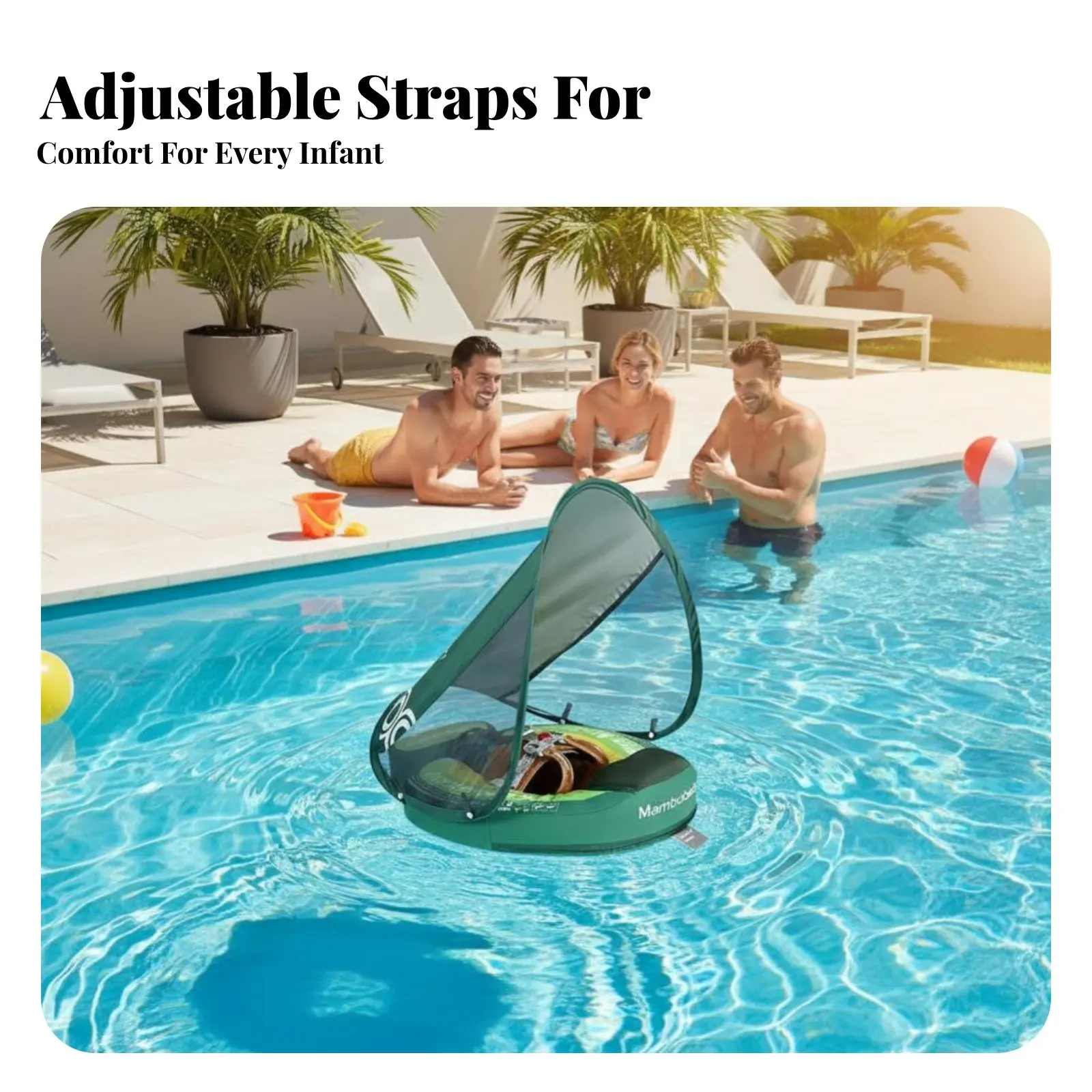 

Non-Inflatable Infant Flotation Device, Adjustable Crotch Strap, Five-Point Removable Tail, Cartoon Design, Multi-Color,