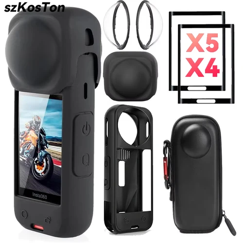 Protector de pantalla para Insta 360 X5 X4, accesorios, Protector de lente, funda de silicona, bolsa de almacenamiento, marco protector para Insta360 X4