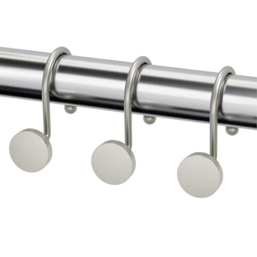 

Shower Curtain Hooks, Shower Curtain Rings, Heavy Duty Modern Decorative Shower Curtain Hooks Rust Proof Shower Hooks for Showe