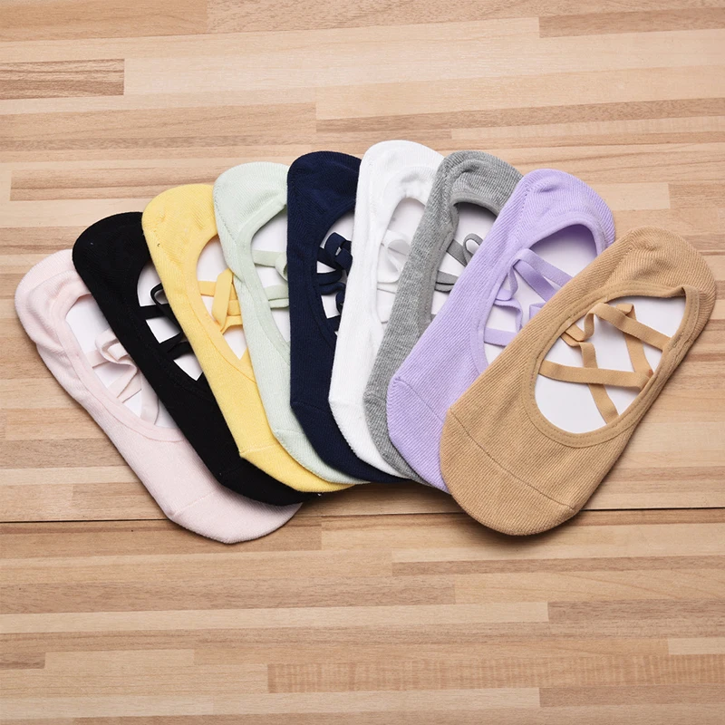 Professional Women's Bandage Pilates Socks Ladies Anti-Slip Backless Yoga Socks Cotton Fitness Workout Ballet Dance Sock image 6