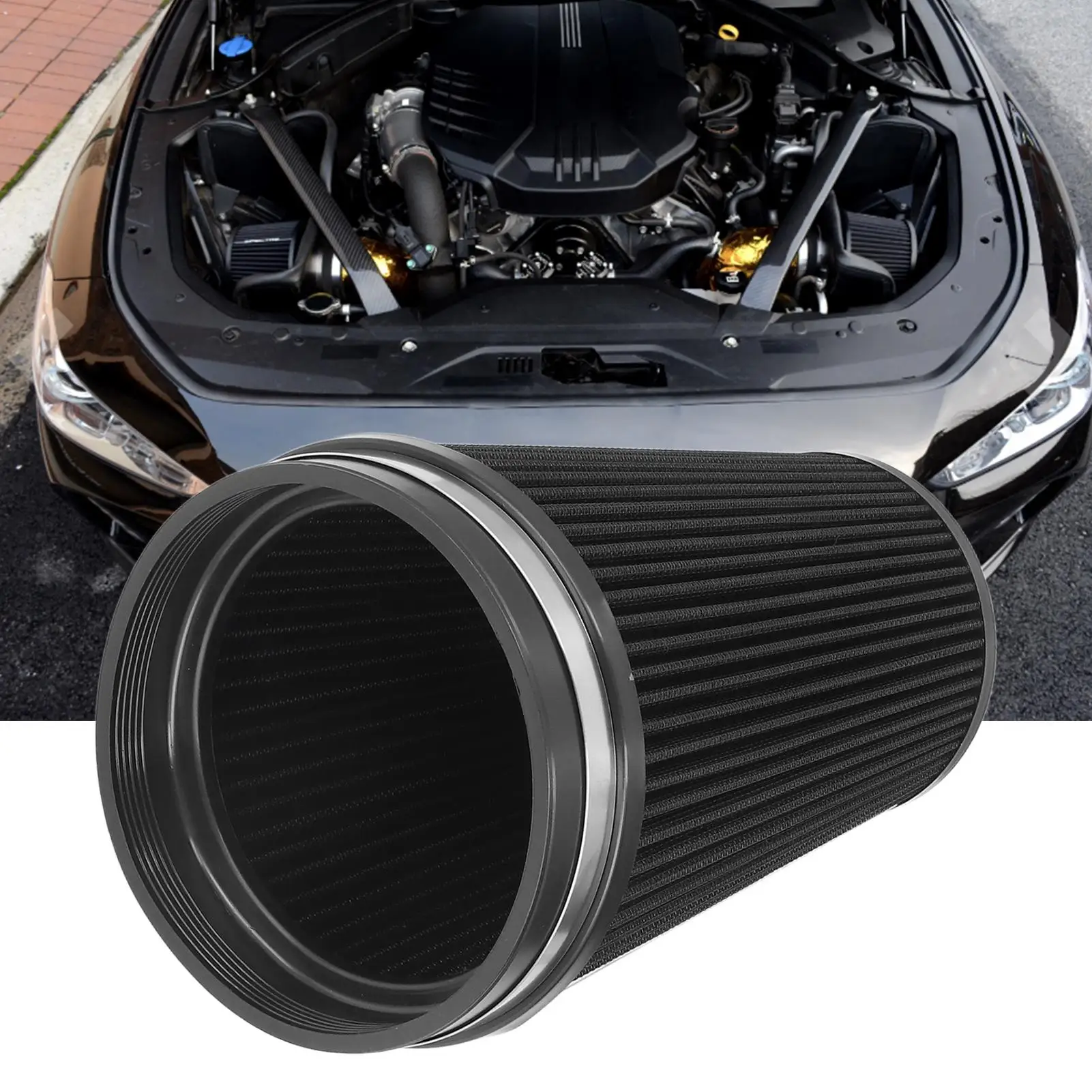 Round Tapered Air Filters 150mm/6in Engine Protection Eco Friendly High Flow Reusable Universal Clamp On Air Filter for car