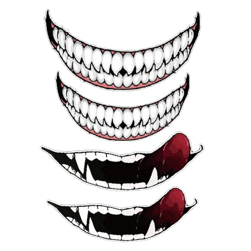 1PC PET Motorcycle Helmet Sticker Evil Tooth DIY Car MTB Bike Waterproof Cool Styling Decals Bicycle Decor Scratch Accessories