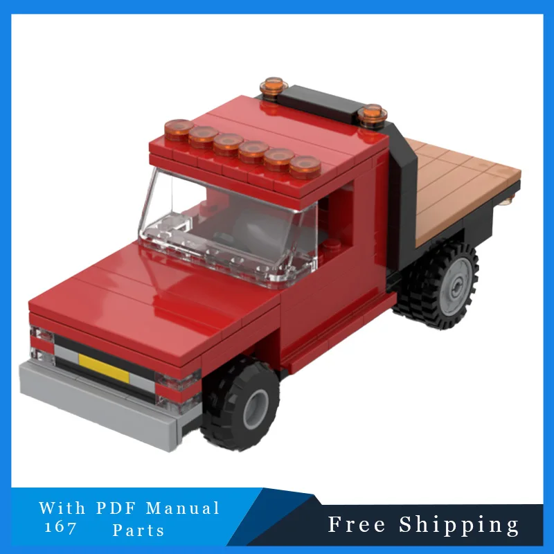 شعبية 167 قطعة شاحنة صغيرة حمراء الرجعية وحدات اللبنات نموذج لتعليم الأطفال لتقوم بها بنفسك تجميع لعبة هدايا عيد الميلاد عيد الميلاد #2