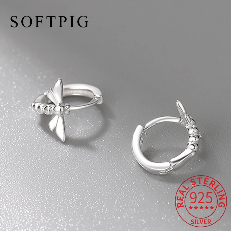 

SOFTPIG Real 925 Sterling Silver Minimalist Animal Hoop Earrings for Elegant Women Cute Fine Jewelry Exquisite Accessories