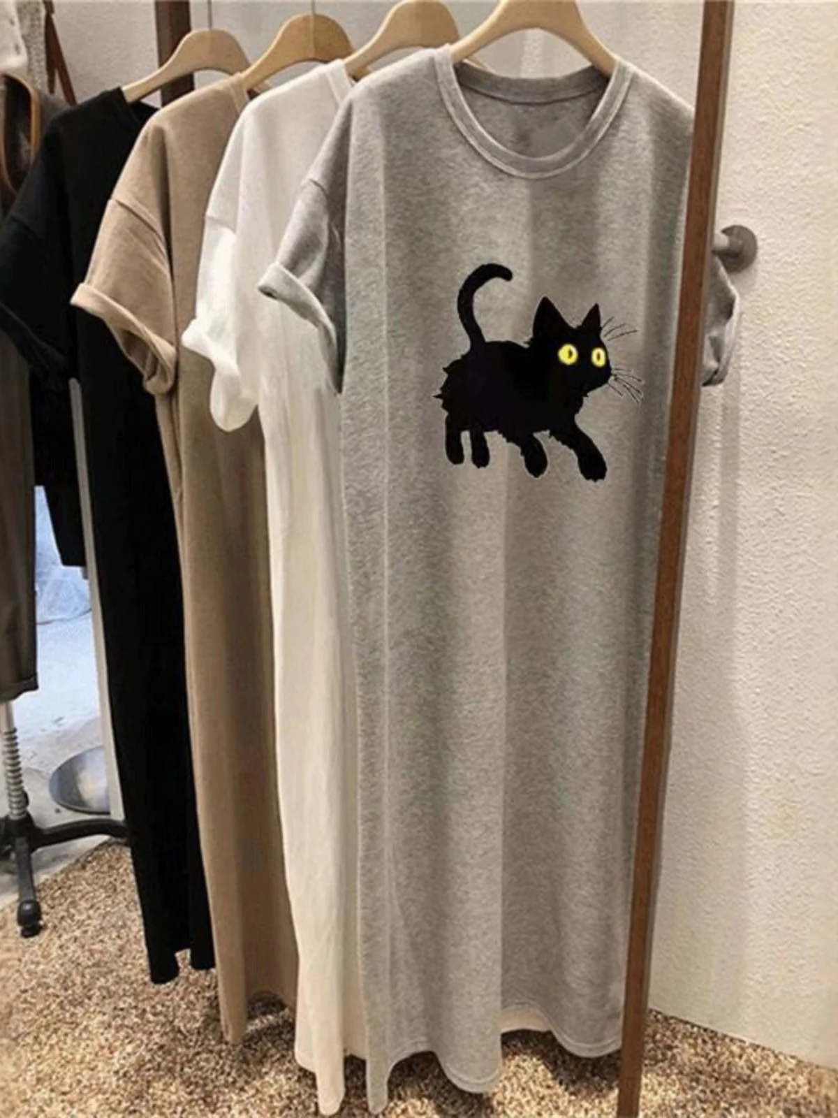 T-shirt mi-long surdimensionné pour femmes, longueur aux genoux, Design d'été, Sensation, petite ence fendue, ort Sve, Dr coréen Sle