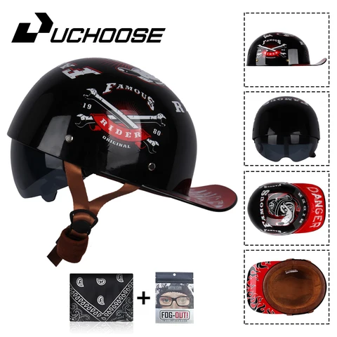 Мотоциклетная Кепка Uchoose DS Summer: Ретро-шлем Открытого Типа В Винтажном Стиле, Унисекс, В Стиле Бейсболки, Для Скутеров