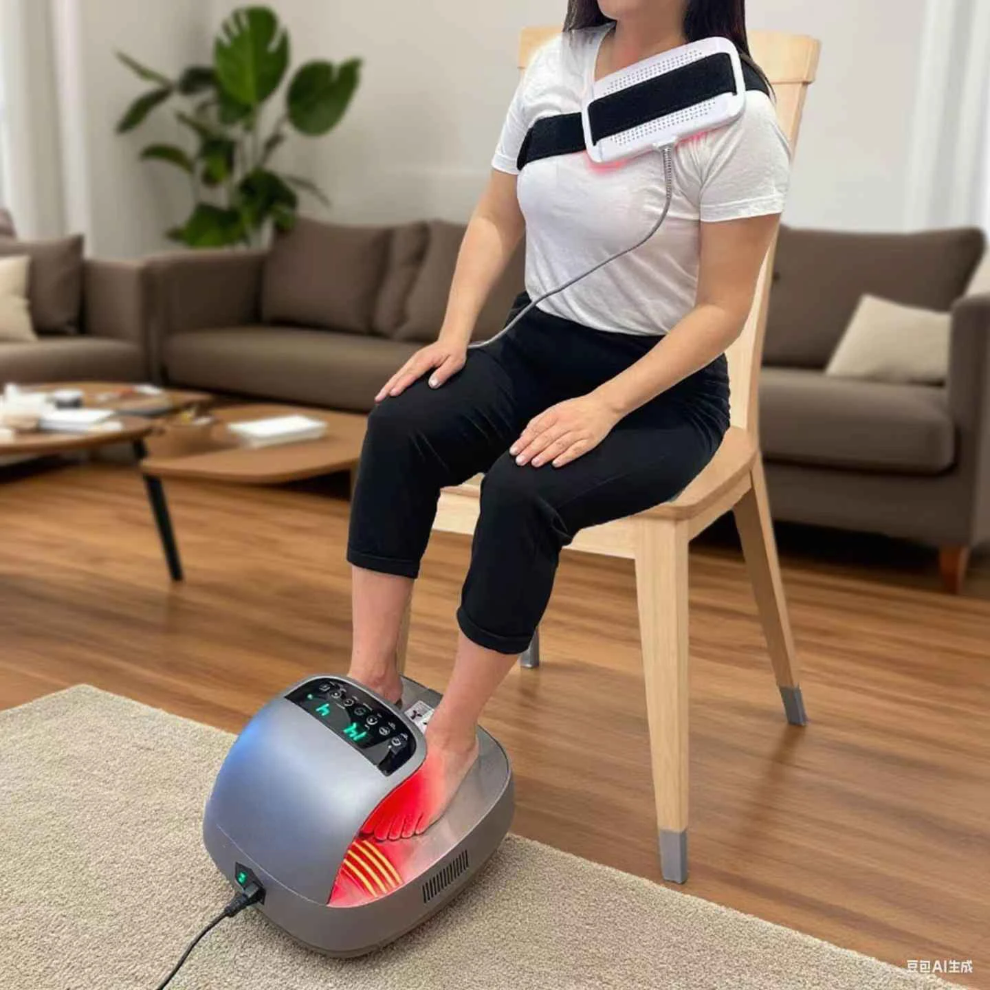 

Innovative Design Red and Blue Therapy Light 2 in 1 Remote Control Imd Display Screen Comfortable Terahertz Heat Foot Warmer Mas