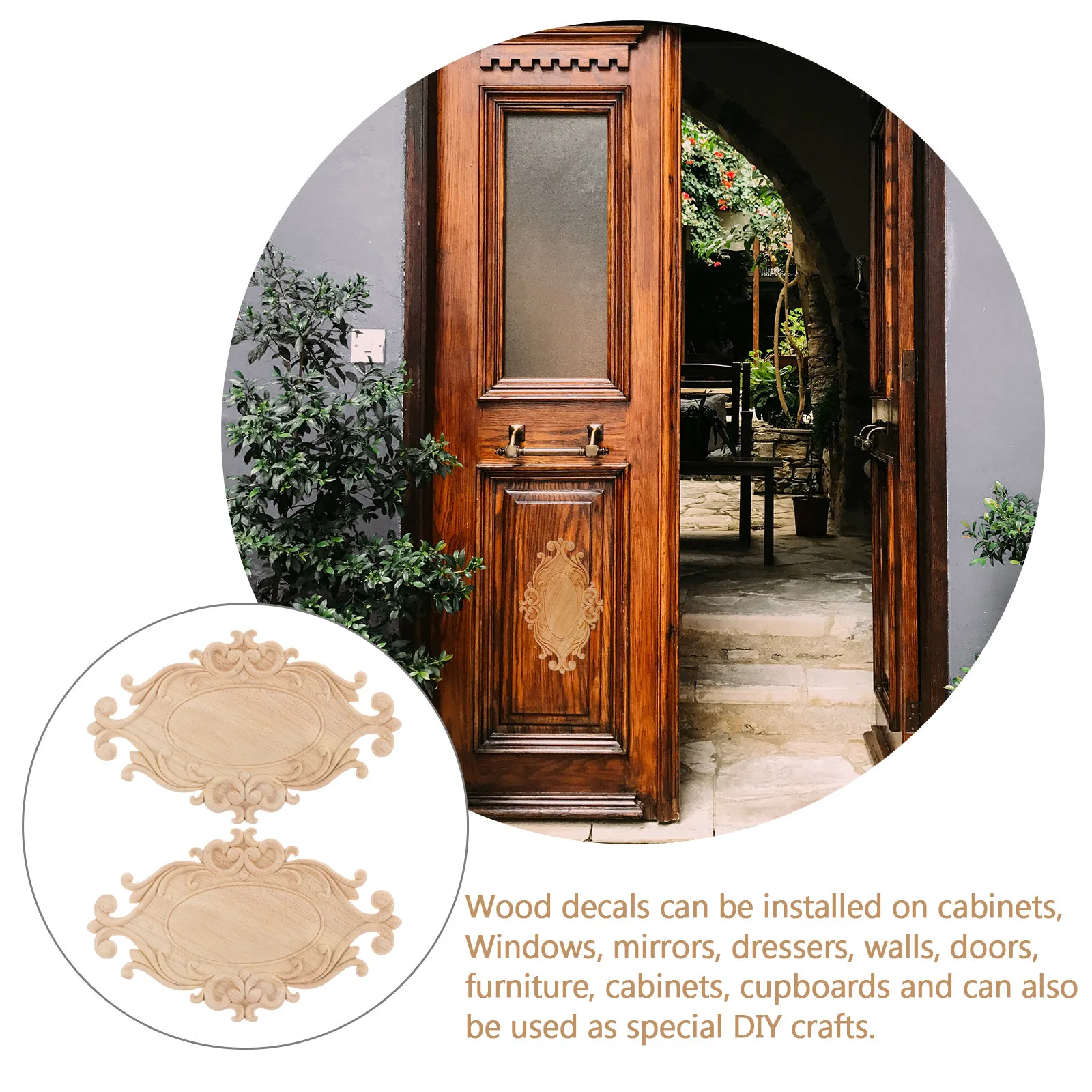 

2pcs Wood Carved Applique Door Heart Flower Decor Bed Cabinet Dresser Onlay Unpainted Frame Home Furniture Craft Decoration