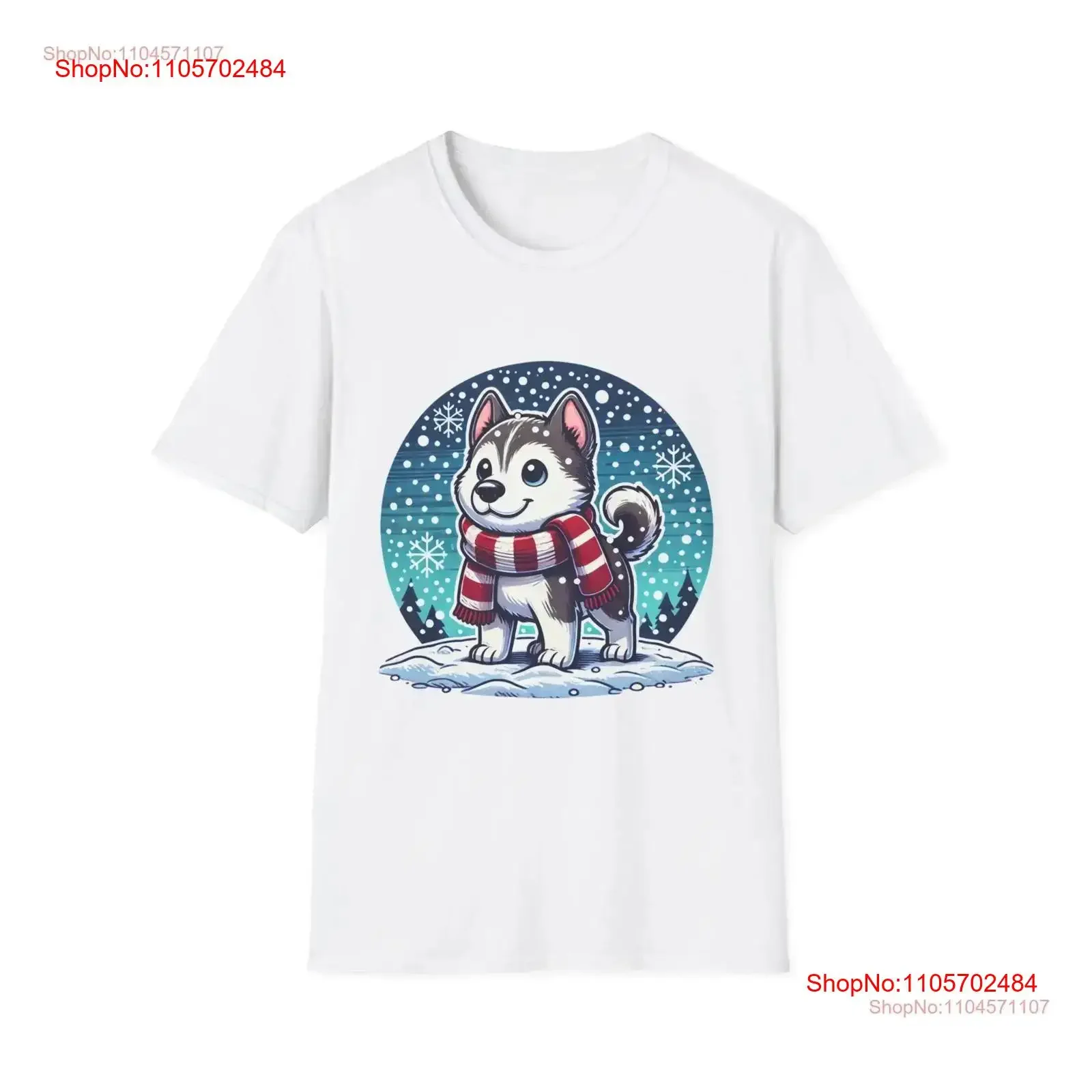 Cozy Winter Husky T Shirt Cute Dog Perfect for Pet Lovers Holiday Snow Apparel vintage Washed fashion Soft Stretched Casual