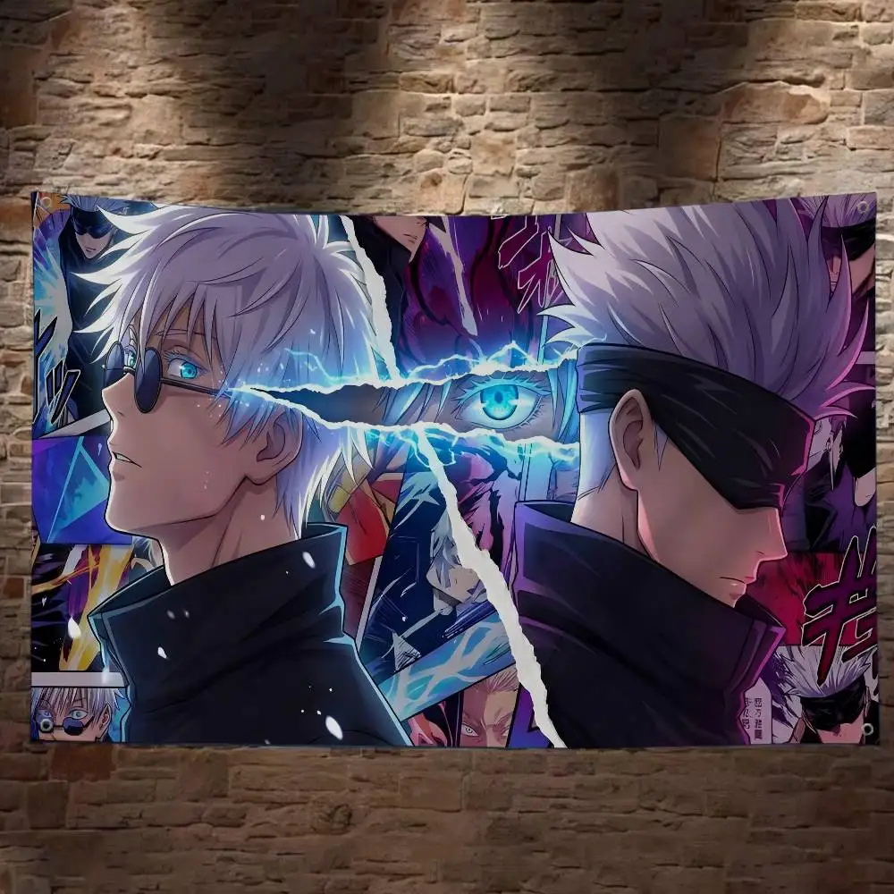 Anime J-jujutsu K-kaisen Gojo Satoru Creative Pattern Hanging Flag Polyester Printed Banner Hand Pulled Flag
