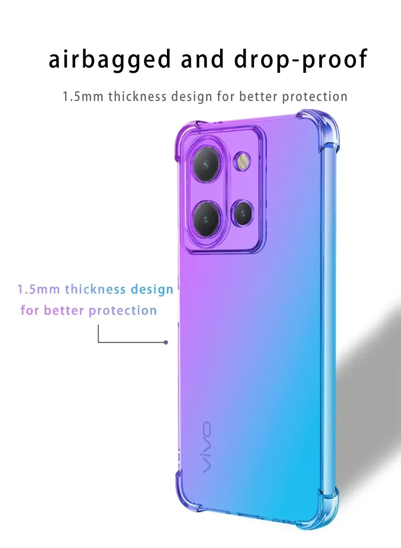 Shockproof Gradient Airbag TPU Case for Vivo Y36 Y27 Y78 X90 Pro Plus V29 Lite 5G 4G Protective Cover Fundas Coque Shell