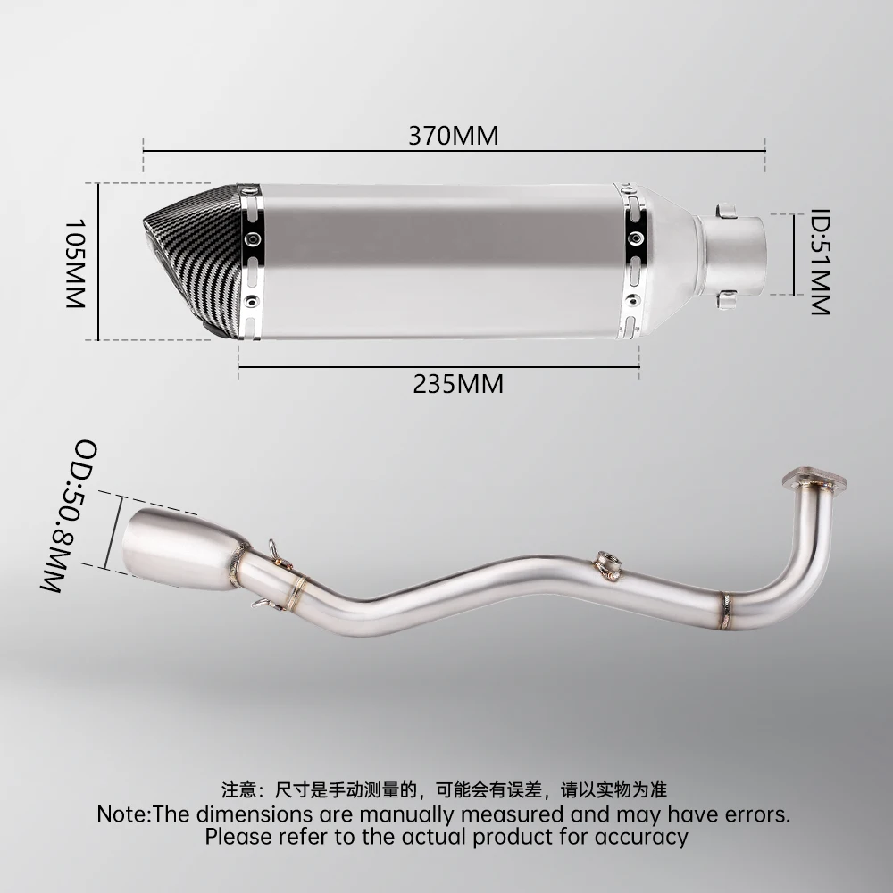 NMAX155 دراجة نارية العادم الجبهة ماسورة من الفولاذ المقاوم للصدأ الرقبة مناسبة ل NMAX155 MAX155 370 مللي متر نظام مجموعة 2020-2024