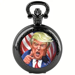 Orologio da tasca al quarzo con Design Donald Trump con quadrante in vetro-orologio da collezione in stile presidenziale