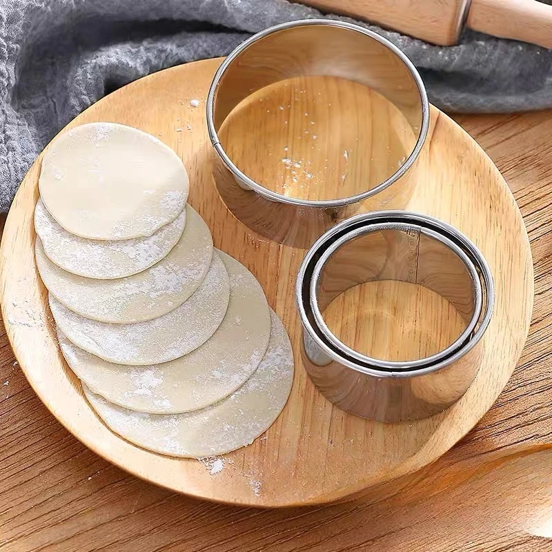 

S/M/L Stainless Steel Round Dumpling Wrapper Mold New Biscuit Pastry Metal Baking Circle Ring Cutters Molds for Kitchen DIY Mold