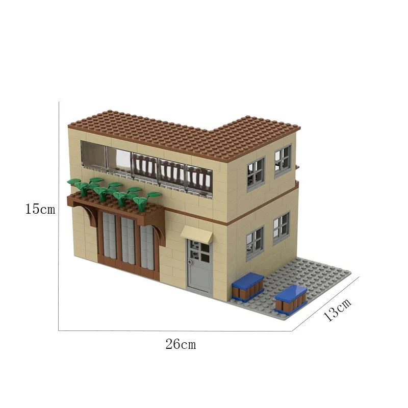 Bloques de Construcción MOC, Modelo de Casa de Arquitectura Urbana, Villa Modular Color Tan con Balcón, Juguetes Educativos de Ladrillos para Niños