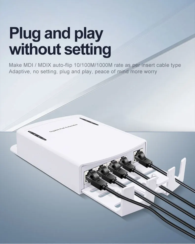 1in 4out Port Poe Extender 100Mbps 30W Adaptive Waterproof Outdoor Long Distance PoE Extend Switch  for CCTV