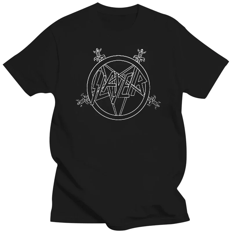 Size S To 5xl Top Quality Tops Tee Shirt Slayer Pentagram Logo Heavy Metal Band Men\'s Black T-Shirt  men clothing  graphic