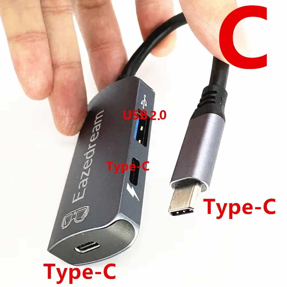 Eazedream AR Gläser Hub Nahtlose Multi-Gerät Typ-C HDMI-kompatibel Lade Adapter für Xreal Beam Viture Rokid Station Rayneo XR USB-C 6