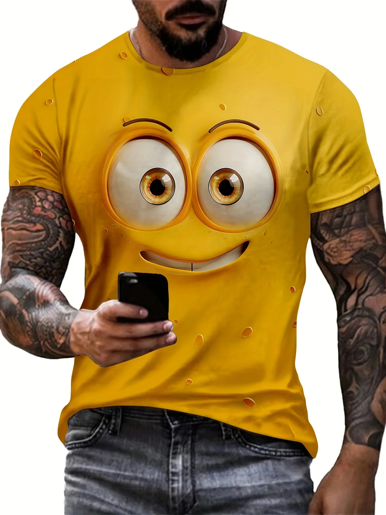 2024 New Men's Eye Pattern Printed T-shirt, Casual Short-sleeved Round Neck T-shirt, Men's Summer Outdoor Clothing image 5