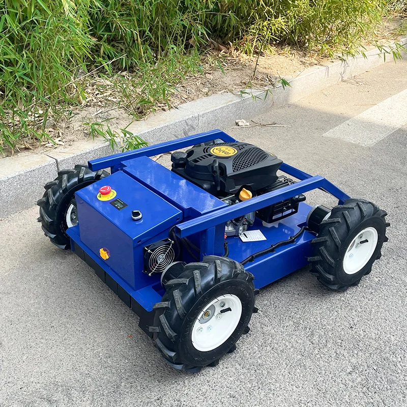 Customized zero-turn lawn mower with track-type remote-controlled agricultural lawn mower. CE certified. For sale in gardens.