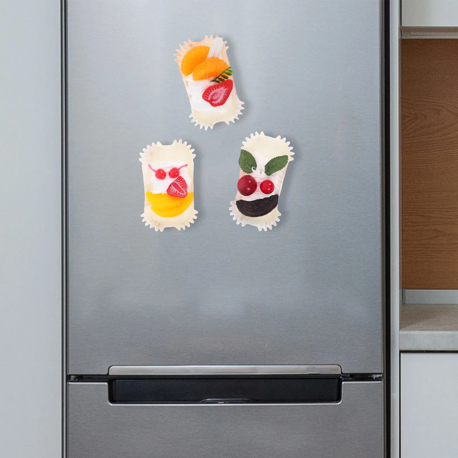 

6Pcs Paper Cupcakes Decorative Faux Desserts Realistic Fridge Magnets Artificial Food Kitchen Decor Party Display Cute Props
