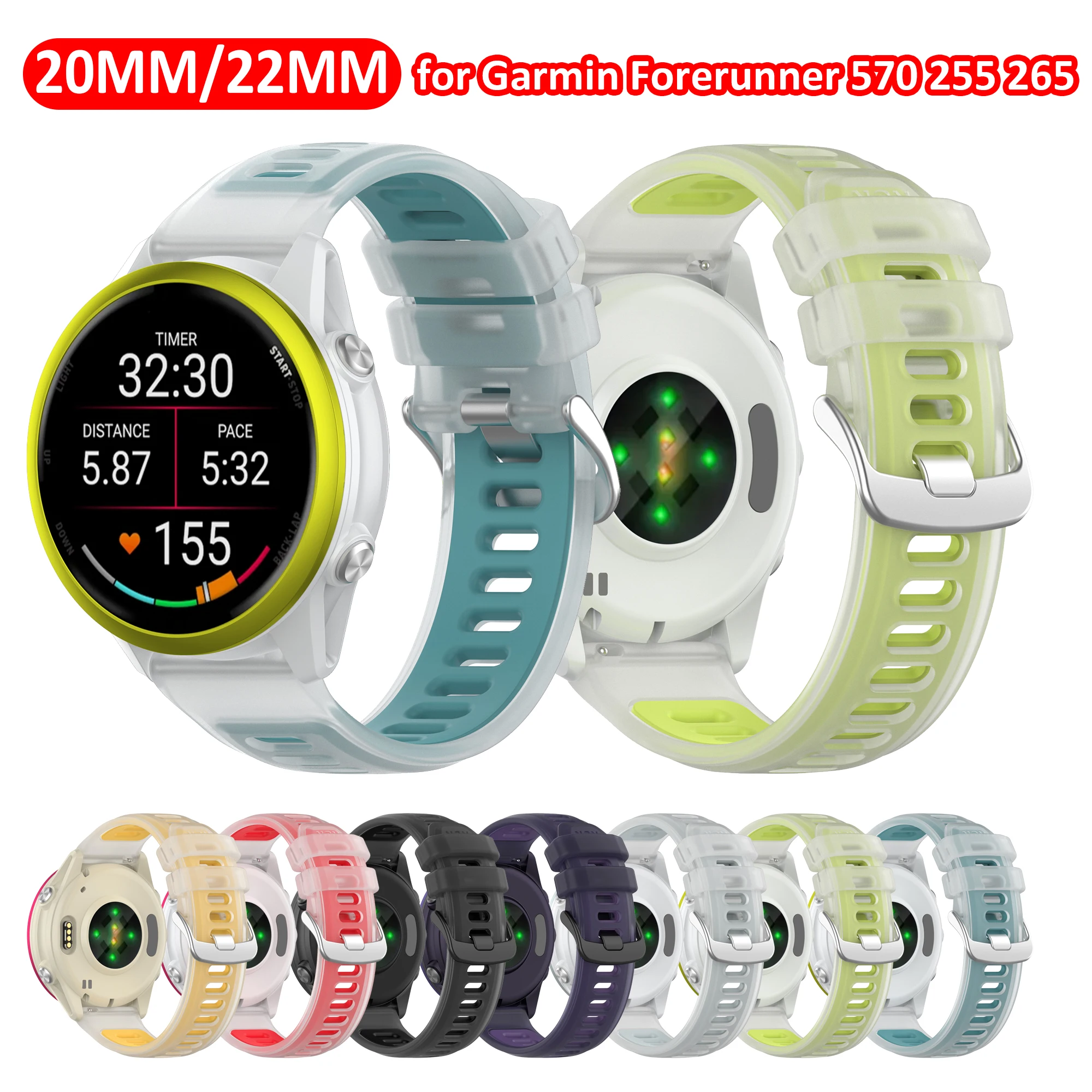 

For Forerunner 570 42 44 mm Watch Band 20 22mm Silicone Strap for Garmin Vivoactive 6 5 Venu 3 2 4 Samsung Galaxy Watch 7 Correa