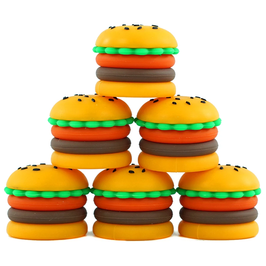 Hamburg silicone containers with Lid, Mini Storage Box, Burger and mushrooms Design, 5ml