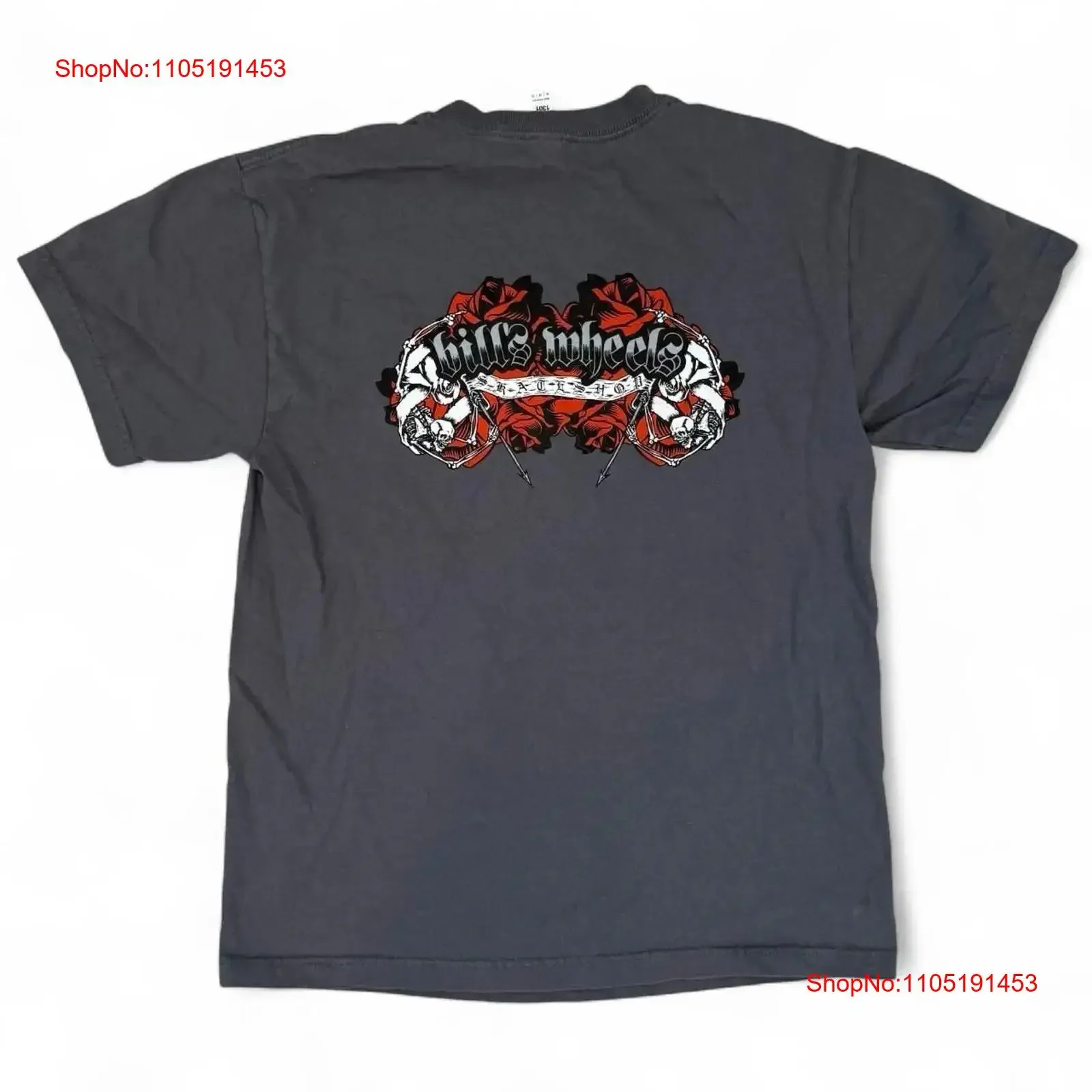 

Bills Wheels Skateshop Grey T Shirt Double Sided Skeleton Adult M vintage Washed Top For Everyday Wear Unisex designer clothes