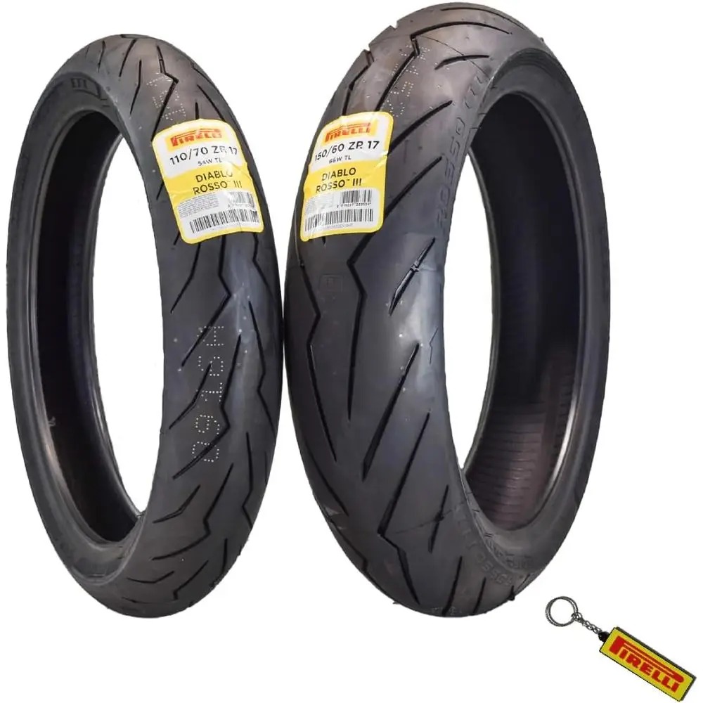 

Diablo Rosso III Motorcycle Tire Set: 110/70 ZR 17 M/C ront & 150/60 ZR 17 M/C TL Rear- High Perormance, Durable or Sport/Street