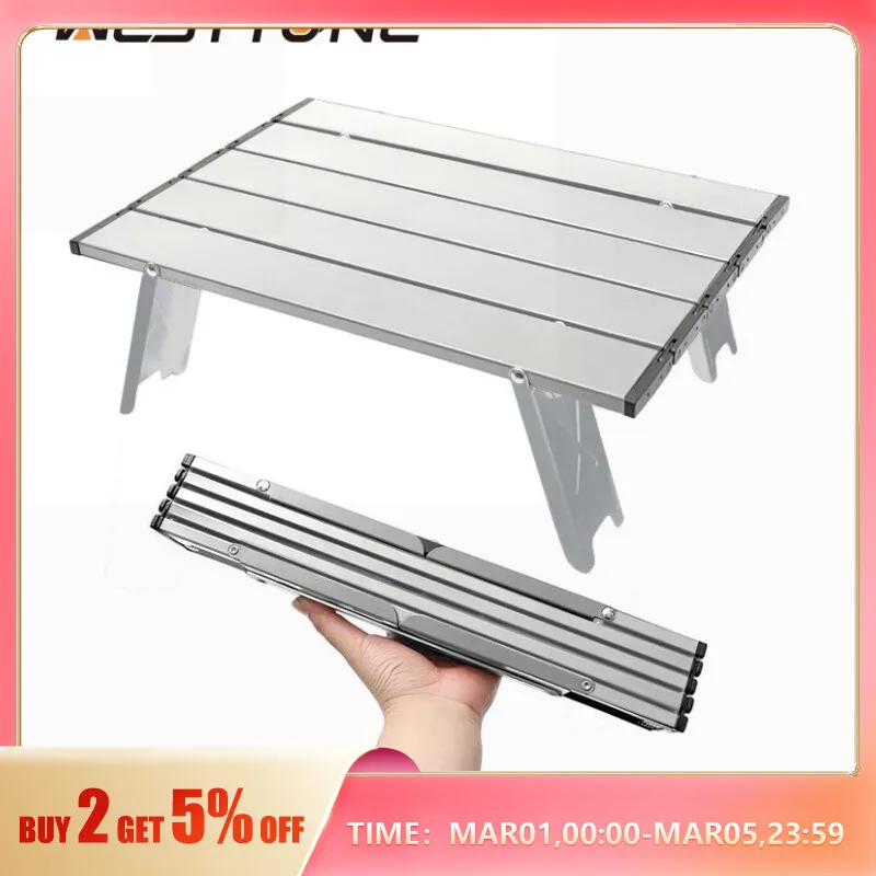 WESTTUNE Mini Camping Portable Aluminum Alloy Outdoor Table Roll-Up Folding 1