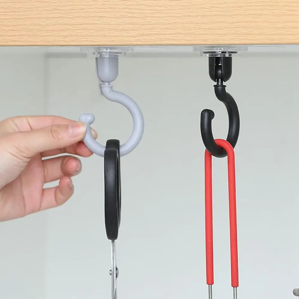 360° Rotating Waterproof Seamless Ceiling Strong Reusable Cabinet Floor Hooks Overhead Hooks Adhesive Hooks Wall Hooks