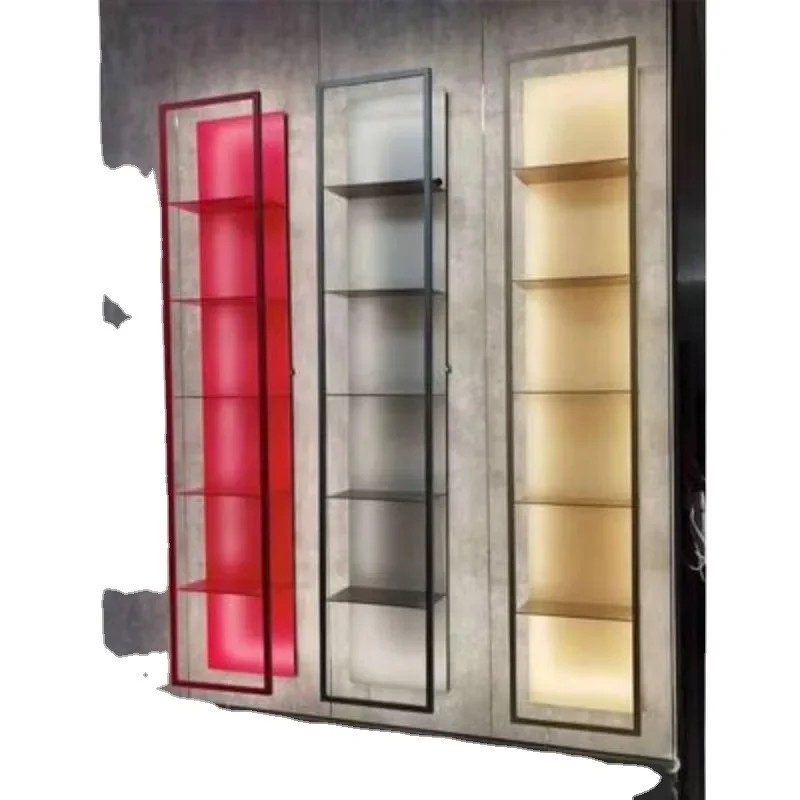 Luminous laminate multi-layer jewelry display rack, figure storage wall bookcase, background wall decorative rack