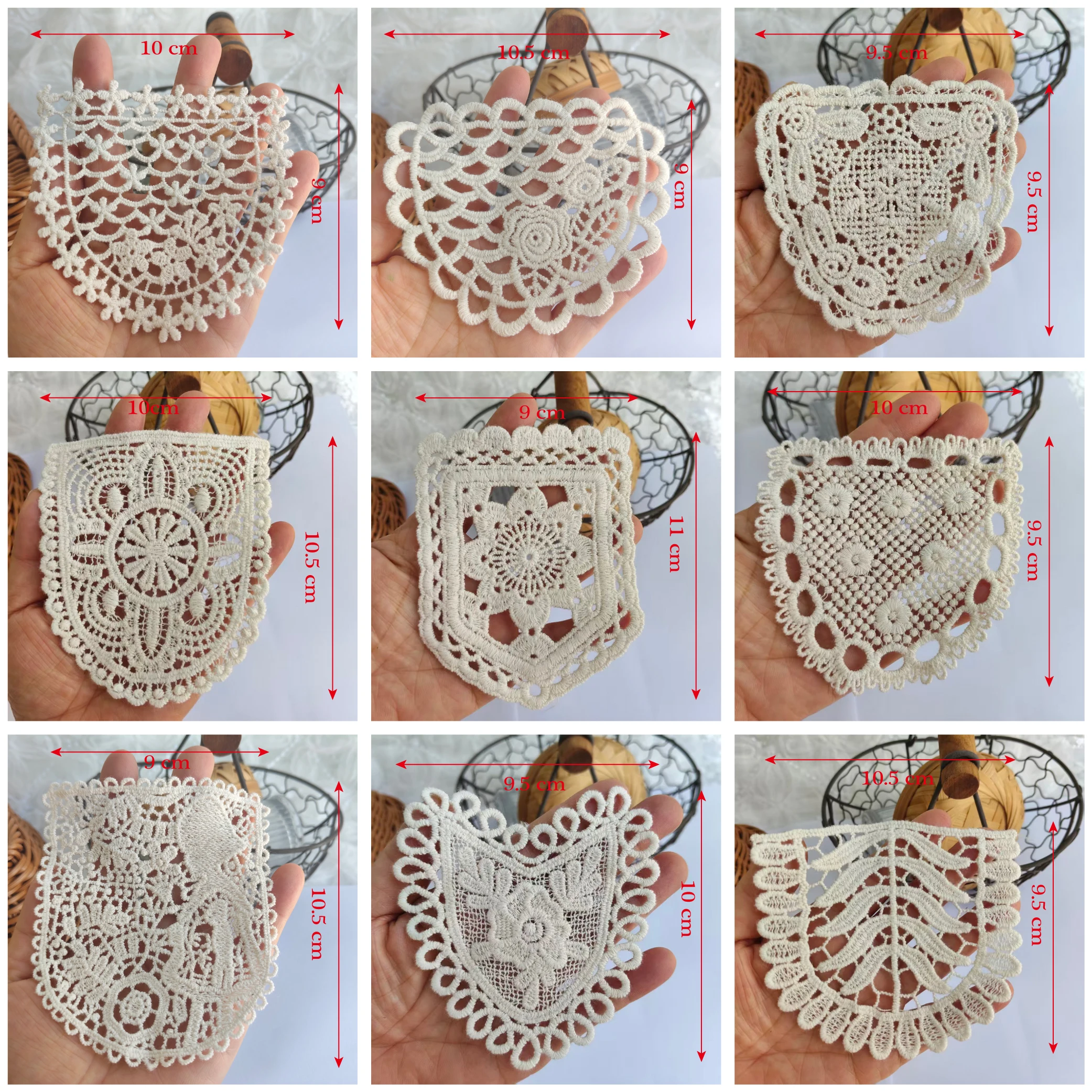 Beige Cotton Embroidery Lace Applique Patches Cloth Stick Mesh Fabric Children's Clothing Home Decor Sewing Accessories 24100901