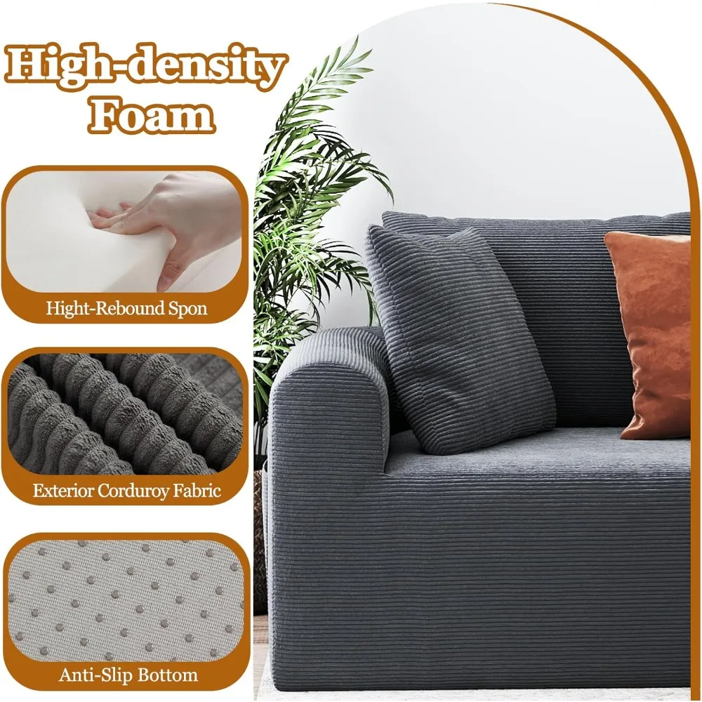 Современный секционный диван с L-образным шезлонгом, модульный диван с глубоким сиденьем для гостиной и спальни, удобная мягкая мебель