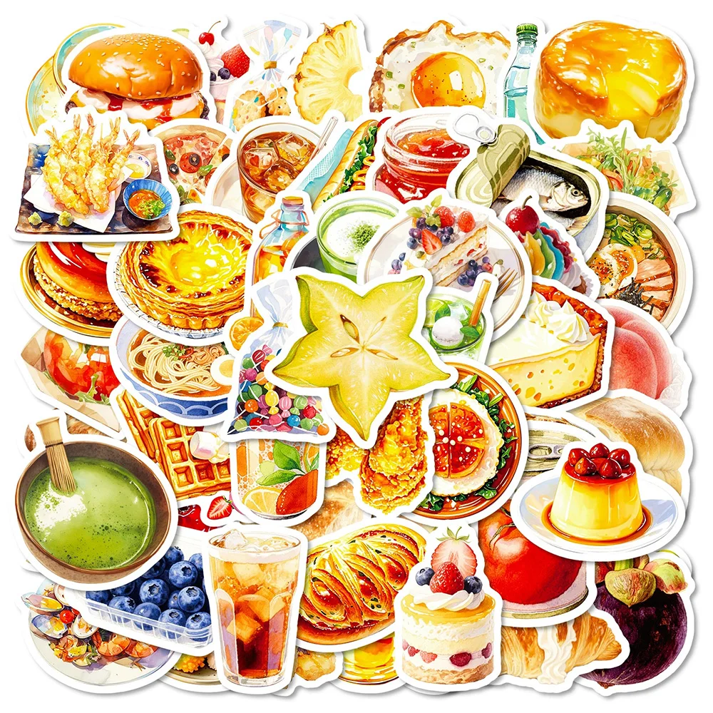 

10/30/50pcs Exquisite Dessert Cartoon Stickers Aesthetic Food Decals DIY Skateboard Guitar Helmet Cute Graffiti Sticker Kids Toy